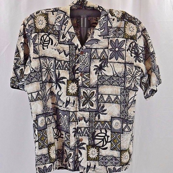 Hilo Hattie Hawaiian Shirt SS L USA Sea Turtles/Sa - Picture 1 of 6